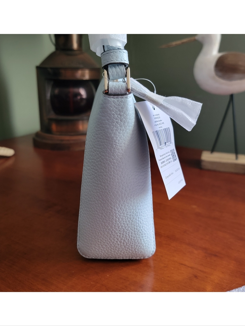 Kate Spade WKRU0258 Monica Small Crossbody Ice Blue Pebbled Leather Bag NWT - Picture 4 of 15